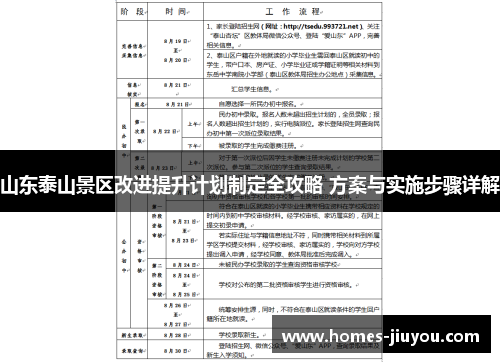 山东泰山景区改进提升计划制定全攻略 方案与实施步骤详解